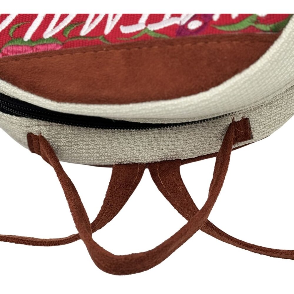Handmade Guatemala Embroidered Mini Backpack Suede & Woven Fabric Material - Picture 9 of 9